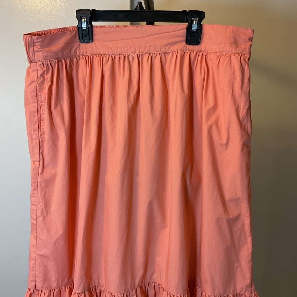 A New Day Coral Peach Tiered Maxi Skirt XL Pockets Boho Summer Midi Pink - Picture 6 of 7